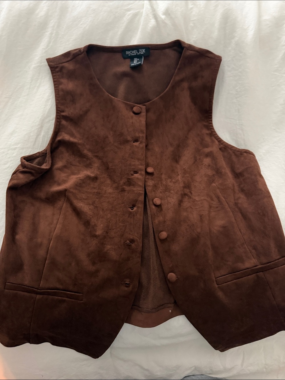 Rachel Zoe Brown Suede Button-Front Vest